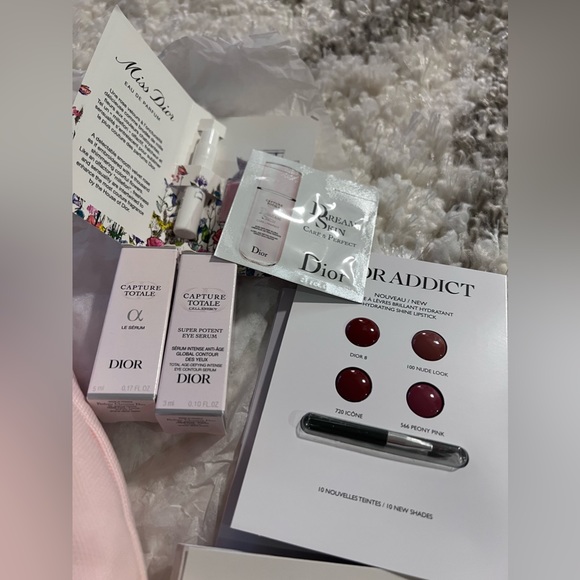 NIB Dior Makeup Pouch Pink Canvas Drawstring bag 17×11×6cm w/freebies - Picture 11 of 16